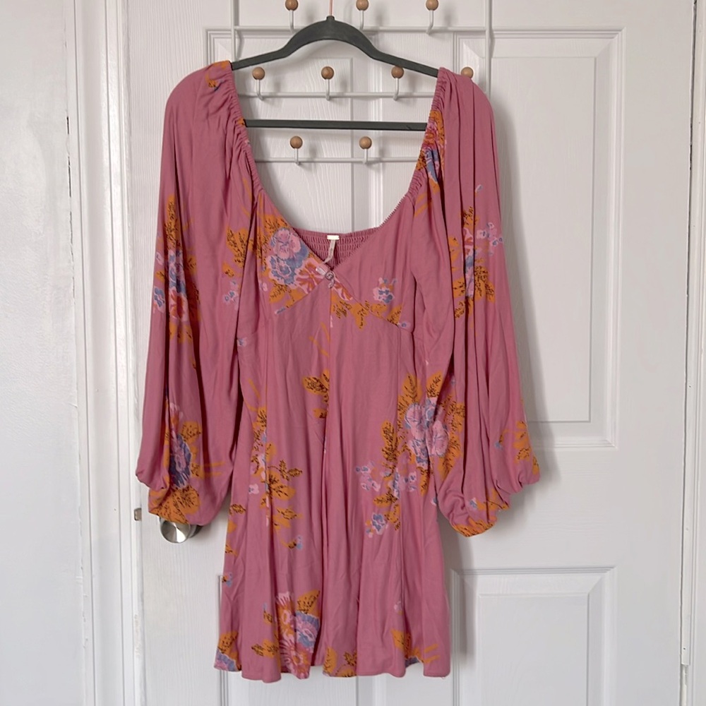 Free People Francesca Floral Print long sleeve minidress